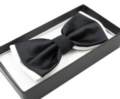      NM Satin Fliege im Geschenkbox - Schwarz-weiß Fliege