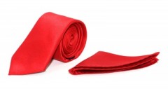 Goldenland Slim Set - Rot Unifarbige Krawatten