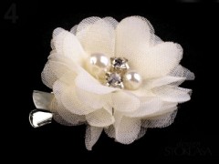 Brosche Blume mit Perlen - Natur 