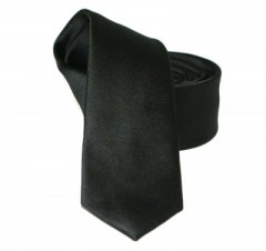 Goldenland Slim Krawatte - Satin Schwarz Unifarbige Krawatten