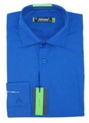    Goldenland Slim Langarm Hemd - Blau Langarmhemden