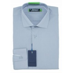    Goldenland Slim Langarm Hemd - Grau Einfarbige Hemden