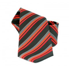 Goldenland Slim Krawatte - Rot-Schwarz Gestreife 