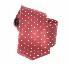 Goldenland Slim Krawatte - Burgunderrot Gepunktet Kleine gemusterte Krawatten