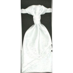 Hochzeit Krawatte mit Einstecktuch - Weiß Gemustert Krawatten für Hochzeit